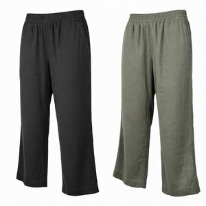 Old Navy XL High Rise Wide Leg Comfort Waistband Pant Olive Green Black 2 Lot